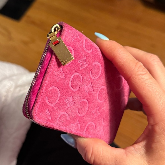 Celine Pink Suede Compact Zip Wallet - Picture 8 of 8